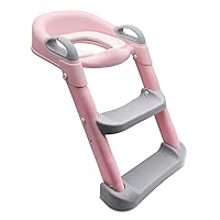 HongK- Classic Potty Training Toilet Ladder Seat With Upgraded Cushion Step Stool Ladder Toilet Chair/Toilet Trainer for Baby Toddler Kids Children In Pink [P/N: ET-BABY002-PINK-C]