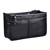 Purse Organizer Ladies Travel Insert Bag Makeup Cosmetic Toiletry Multi-Pocket Pouch Black Purse organizer