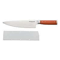 KitchenAid Gourmet Forged Chef Custom-Fit Cover, Sharp Kitchen Knife, High-Carbon Japanese Stainless Steel Blade, 8 Inch, Orange