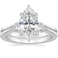 Marquise Cut Moissanite Engagement Ring Set, 5 CT, Sterling Silver, Eternity Band Style