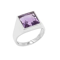 Purple Amethyst 925 Sterling Silver Ring, Wedding Mens Ring, Gift For Husband, Signet Ring Men