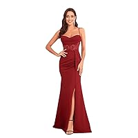 Women Sexy Suspenders Backless Evening Dress Wedding Party Split Cocktail Mermaid Gowns