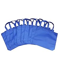 10PCS Reusable Tote Bags Travel To-Go Kicthen Dining Food Non-woven Fabric Gift Shopping Grocery Bags with Handles (Blue)