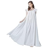BEAUTELICATE 100% Cotton Victorian Nightgown For Women Sleepwear Maternity Long Dress Plus Size Ivory