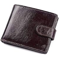 Wallet for Men Men's Retro Leather Wallet Short Smart Bluetooth Anti - Theft Wallet Wallet (Color : Brown, Size : S)