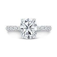 Siyaa Gems 3.50 CT Cushion Moissanite Engagement Ring Wedding Eternity Band Solitaire Halo Silver Jewelry Anniversary Promise Vintage Ring Gift