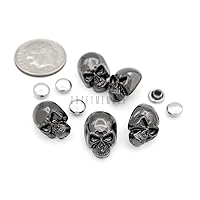 CRAFTMEMORE Skull Rivets Metal Ghost Skull Rapid Rivet Decorative Stud Punk Buttons for Bracelets Bags Belts Shoes Leathercraft Pack of 10 SK02 (Gunmetal)