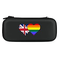 UK British And LGBT Flag Portable Hard Shell Covers Pouch Storage Bag Travel Carry Cases for Accessories And Games Compatible for Switch Black-Color