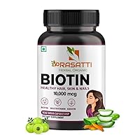 Biotin 10000mcg | Natural Supplement to Promote Healthier & Shinier Hair Growth, Stronger Nails, Glowing Skin & Immense Strength - 90 Veg Capsules