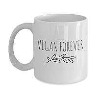 VEGAN FOREVER - Unique Coffee Mug for Vegan - Cute Vegetarian Ceramic Cup - Birthday gift for Him or Her, Mom, Dad - Gift Idea for Boyfriend or Girlfriend (11 oz)