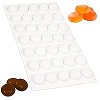 Round Silicone Mold for Chocolate Gummy Jelly Caramel Toffee Ganache Praline Ice Cubes 35-Cavity Flat Top Dome