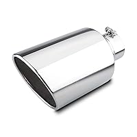 LCGP 4 inch Inlet Diesel Truck Tailtip, 8 inch Outlet Exhaust Tip, 15 inch Length Muffler Tip, Rolled End Angle Cut