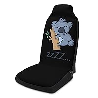 Sleeping Koala Printed Car Seat Covers Universal Auto Front Seats Protector with Pockets Fits for Most Cars