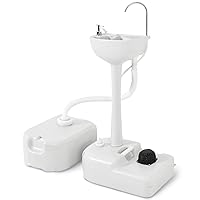 Portable Sink Camping Hand Washing Station, 17 L Wash Basin Stand with 24L Recovery Tank, Rolling Wheels, Soap Dispenser, Towel Holder, for Garden, Outdoor, Travel, Boat, Gather, Worksite