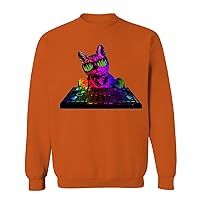 VICES AND VIRTUES Edm rave party festival funny cute dj cat graphic dad mom cat lover men's Crewneck Sweatshirt