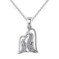 Round Cut D/VVS1 Clarity Cubic Zirconia Mother & Child Penguin Pendant With Chain in 14k White Gold Plated 925 Silver