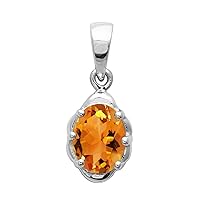 Multi Choice Oval Shape Gemstone 925 Sterling Silver Single Stone Solitaire Pendant,