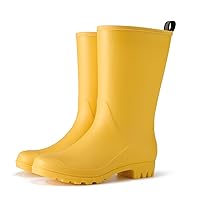 HISEA Women Rubber Boots Wide Calf Rain Boots Matte Surface Waterproof PVC Rubber Rain Boot Mid Height Rain Shoes for Outdoor Gardening Work Walking