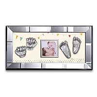 Momspresent Baby Hand Print and Foot Print Deluxe Casting kit with Silver Frame11 Silver