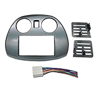 Radio Stereo Double 2 Din Dash Install Kit Mount Trim Bezel w/Wiring Harness and Factory Blue LED Compatible with Mitsubishi Eclipse