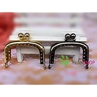 Golden Curved Double Beads Mini Purse Frame - 5.5cm / 2.2 inch (MPF-15)