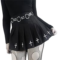 Goth Pleated Skirts for Women High Waist A-Line Gothic Preppy Mini Skirt