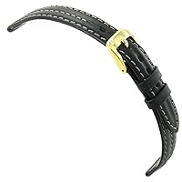12mm Speidel Alpine Water Resistant Genuine Leather Black Ladies Watch Band