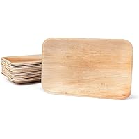 Palm Leaf Plates 6x9 Inch Rectangle Tray. Pack of 50 Count.Bamboo Plate Earth-Friendly Plate, Disposable Charcuterie Board, Board Plate. Weddings and BBQ's. Pack of 50 Count.