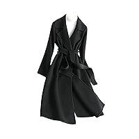 Autumn Winter Women's Double-Sided Cashmere Coat Double-Breasted khaki Black Red Long Outerwear
