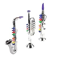 Kids Clarinet Saxophone Trumpet Toy: Set of 3 Musical Toy Set Educational Toy Instrument kids instruments Music Instrument Toys Preschool Education Early Learning Musical Toy