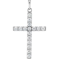 14k White Gold Round Lab Created Diamond 2.5mm 1 Carat SI1 SI2 G h Polished Lab grown Diamond Religious Faith Cross Jewelry for Women