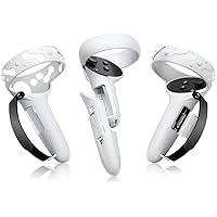 Protector for Oculus Quest 2 Controller Grips for Large Hands, Controller Accessories for Oculus Quest 2, with Knuckle Controller Straps, Silicone/ABS Cover with Battery Opening, Extend 1.7in, White