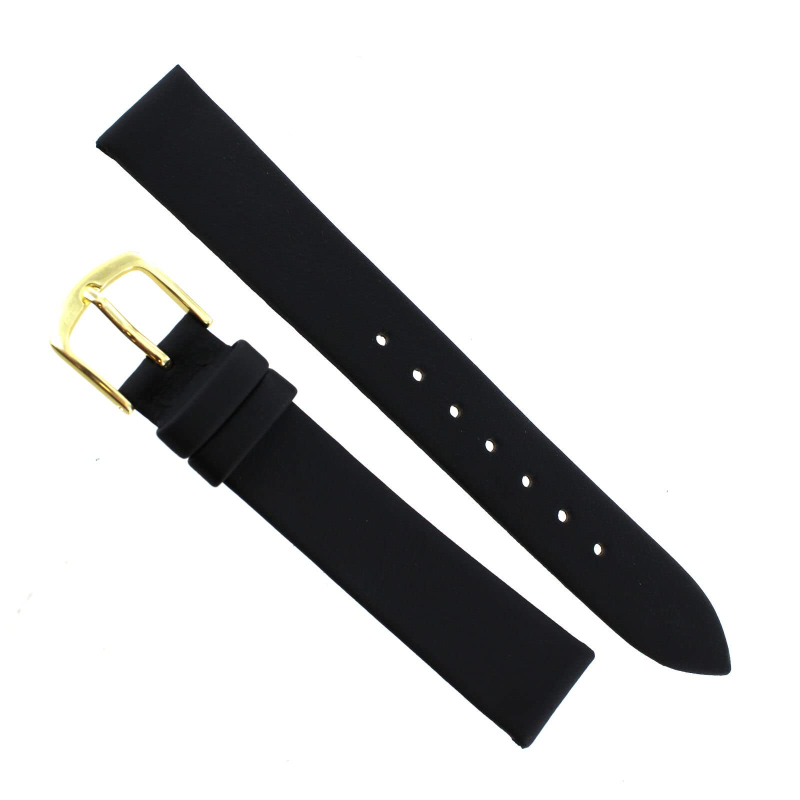 17mm Hadley Roma Black Unstitched Genuine Calfskin Leather Watch Band 712