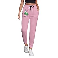 Unicorn Riding Triceratops Disco Fashion Joggers Womens Sweatpants Athletic Casual Pants Yoga Workout Running