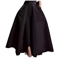 VeraQueen Women's Satin Detachable Train Skirt Prom Party Floor Length Overskirt with Bowknot