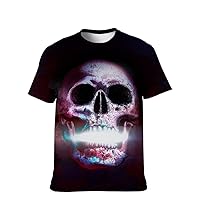 Mens Novelty-Graphic T-Shirt Cool-Tees Funny-Vintage Short-Sleeve Crazy Skull Hip Hop: Youth Boyfriend Unique Men Gifts