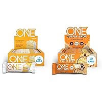 ONE Protein Bars, Lemon Cake & Coffee Shop, Caramel Macchiato, Gluten Free with 20g Protein, 12 Count