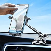 OATSBASF Upgrade Gravity Car Phone Mount,Long Arm Dashboard Windshield Car Phone Holder Strong Suction Anti-Shake Stabilizer Phone Car Holder Compatible with All Phone Smartphone (XLS-Black)
