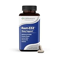 Rest-ZZZ - Powerful Sleep Support Supplement - Fall Asleep & Stay Asleep - Calms Nervous System - Naturally Ease Muscle Tension & Restlessness - Low Dose Melatonin GABA & Chamomile - 60 Capsules
