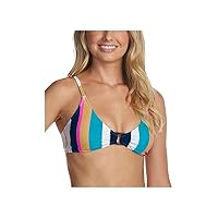 Juniors' Belle Mar Stripe Printed O-Ring Bralette Bikini Swim Top (Belle Mar Stripe, X-Large)
