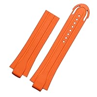 24mm*12mm Lug End Rubber Waterproof Watchband for Oris Wristband Silicone Band Stainless Steel Folding Clasp (Color : Orange no Clasp, Size : 24-12mm)