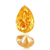 GIA Certified Natural Fancy Vivid Orange Yellow (1pc) Diamond - 0.54 Cts - I2 Clarity Pear Modified Brilliant