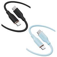 Anker USB-C to USB-C 6ft Charging Cable - 100W Fast Charge for iPhone 15/15 Pro/15 Plus, MacBook Pro 2020, iPad Air 4, Galaxy S23 - Misty Blue & Midnight Black