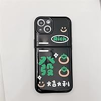 Cartoon Cute Written Words Pattern Silicone Phone Case for iPhone 14 13 Pro Max XR XS 12 11 Soft TPU Black Protect Shell,Green Fa1,for iPhone 13