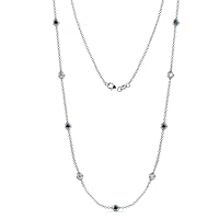Blue & White Natural Diamond (SI2-I1, G-H) 9 Station Necklace 2.25 ctw 14K White Gold
