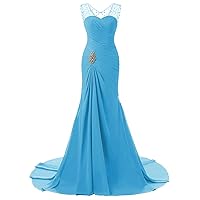 Womens Mermaid Prom Bridesmaid Dress Evening Ball Gowns Fed003 16 Lake Blue