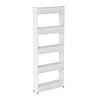 Lavish Home 5-Tier Plastic Pantry Organization Rolling Cart with Baskets for Narrow Spaces 5