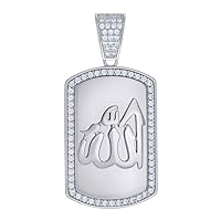 925 Sterling Silver Mens CZ Cubic Zirconia Simulated Diamond Allah Symbol Religious Charm Pendant Necklace Measures 42.5x20mm Wi Jewelry for Men
