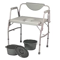 Deluxe Bariatric Drop Arm Commode, 1000 Pound Weight Capacity, Adjustable Height Bedside or Over-the-Toilet Commode, Designed for Patients Who Struggle with Obesity, Easy-to-Assemble
