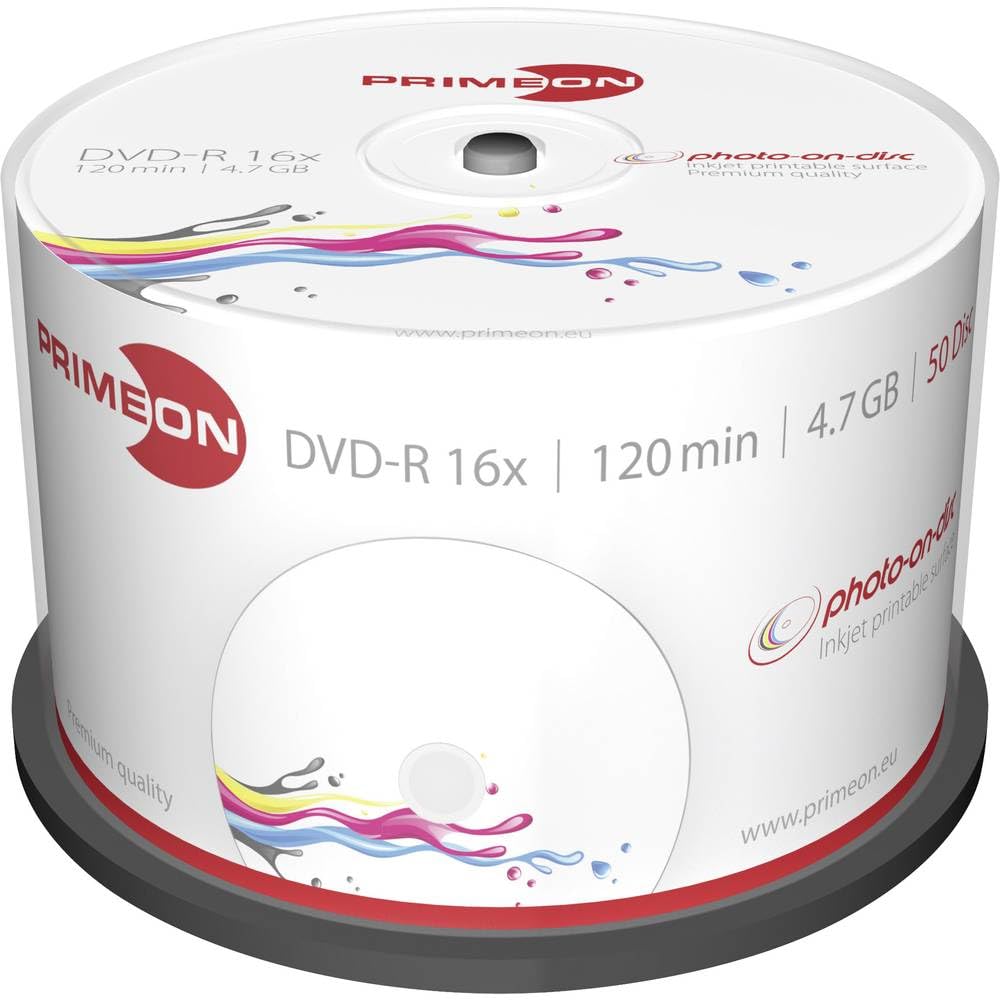 Primeon 2761206 DVD-R Blank Discs 16x Speed, 4.7GB, 120 Min, Spindle of 50